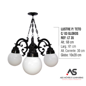 LUSTRE PARA TETO 3 GLOBOS