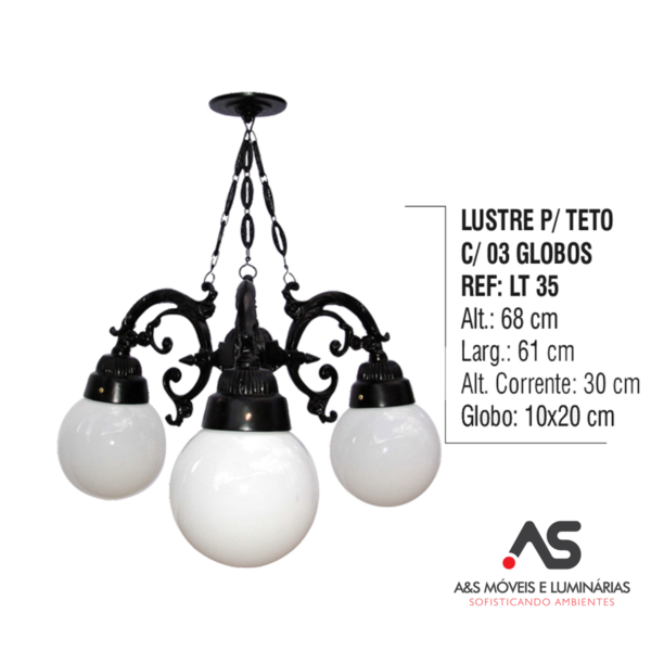 LUSTRE PARA TETO 3 GLOBOS