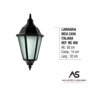 LUMINÁRIA MEIA CARA ITALIANA