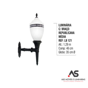 LUMINÁRIA COM BRAÇO REPUBLICANO MÉDIO
