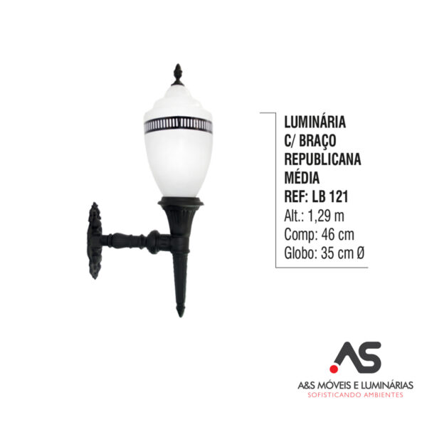 LUMINÁRIA COM BRAÇO REPUBLICANO MÉDIO