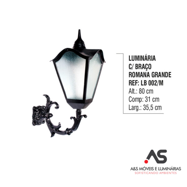 LUMINÁRIA COM BRAÇO ROMANO GRANDE