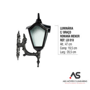 LUMINÁRIA COM BRAÇO ROMANO MENOR