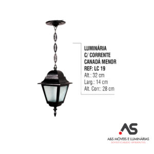 LUMINÁRIA COM CORRENTE CANADÁ MENOR