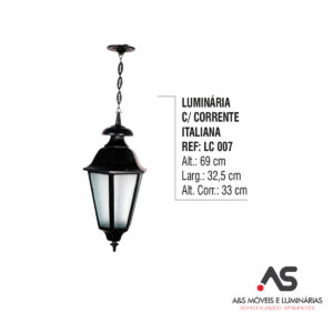 LUMINÁRIA COM CORRENTE ITALIANA