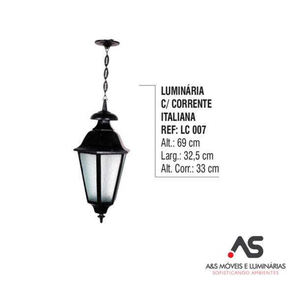 LUMINÁRIA COM CORRENTE ITALIANA