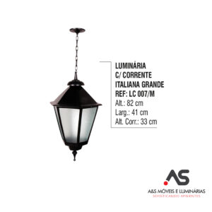 LUMINÁRIA COM CORRENTE ITALIANA GRANDE