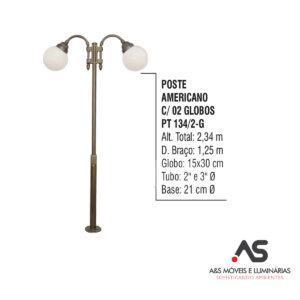 POSTE AMERICANO COM 02 GLOBOS