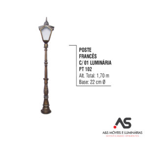 POSTE FRÂNCES COM 01 LUMINÁRIA