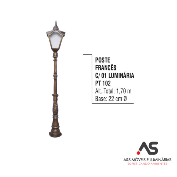 POSTE FRÂNCES COM 01 LUMINÁRIA