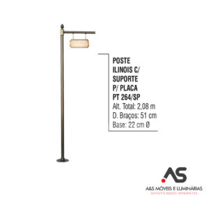 POSTE ILINOIS COM SUPORTE PARA PLACA