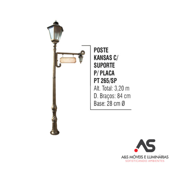 POSTE KANSAS COM SUPORTE PARA PLACA