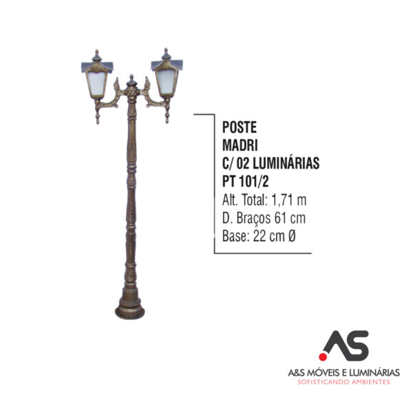 POSTE MADRI COM 02 LUMINÁRIAS