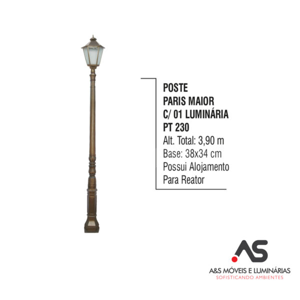 POSTE PARIS COM 01 LUMINÁRIAS