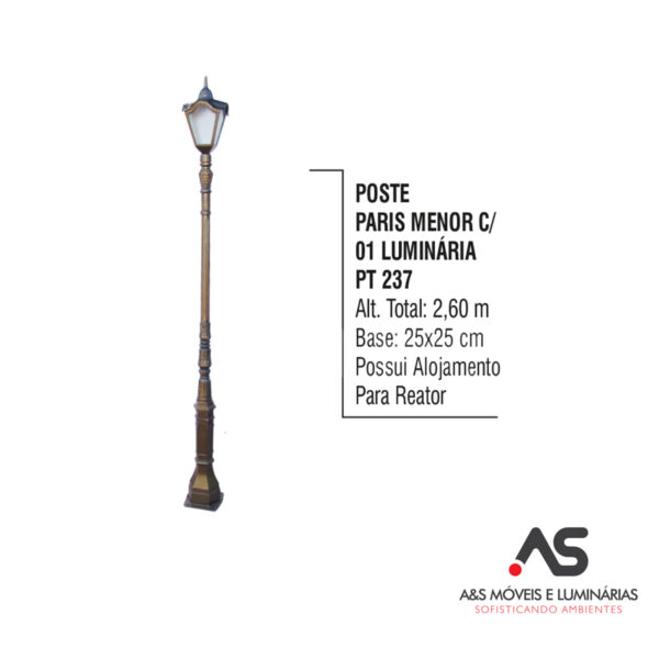 POSTE PARIS MENOR COM 01 LUMINÁRIA