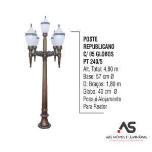 POSTE REPUBLICANO COM 05 GLOBOS