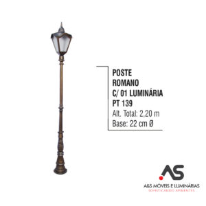 POSTE ROMANO COM 01 LUMINÁRIA