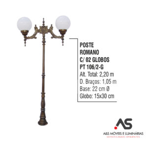 POSTE ROMANO COM 02 LUMINÁRIAS