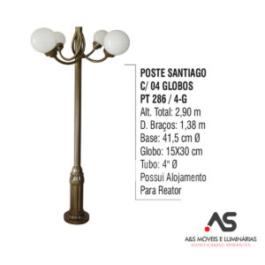 POSTE SANTIAGO COM 04 GLOBOS