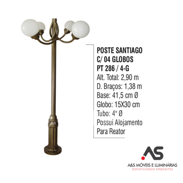 POSTE SANTIAGO COM 04 GLOBOS