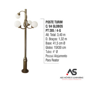 POSTE TURIM COM 04 GLOBOS