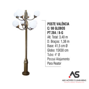 POSTE VALÊNCIA COM 08 GLOBOS