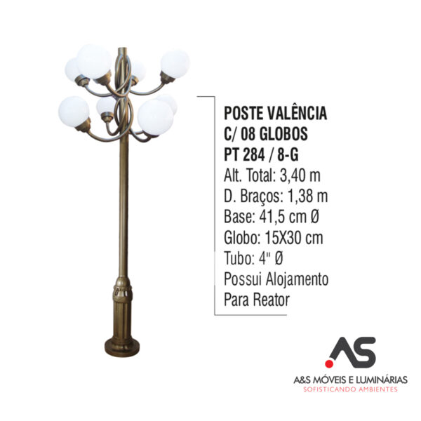 POSTE VALÊNCIA COM 08 GLOBOS