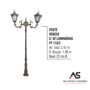 POSTE VENEZA COM 02 LUMINÁRIAS