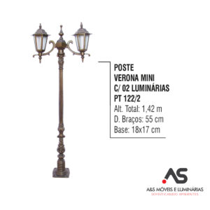 POSTE VERONA MINI COM 02 LUMINÁRIAS