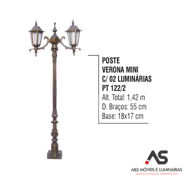 POSTE VERONA MINI COM 02 LUMINÁRIAS