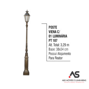POSTE VIENA COM 01 LUMINÁRIA