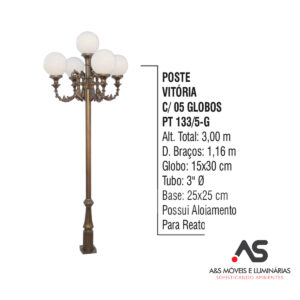 POSTE VITÓRIA COM 05 GLOBOS