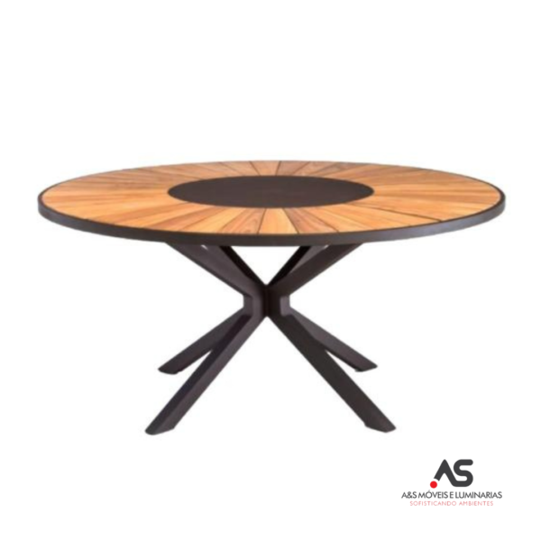MESA DE JANTAR JASMIM TAMPO EM MADEIRA E GIRO EM ALUMÍNIO 22051/22057
